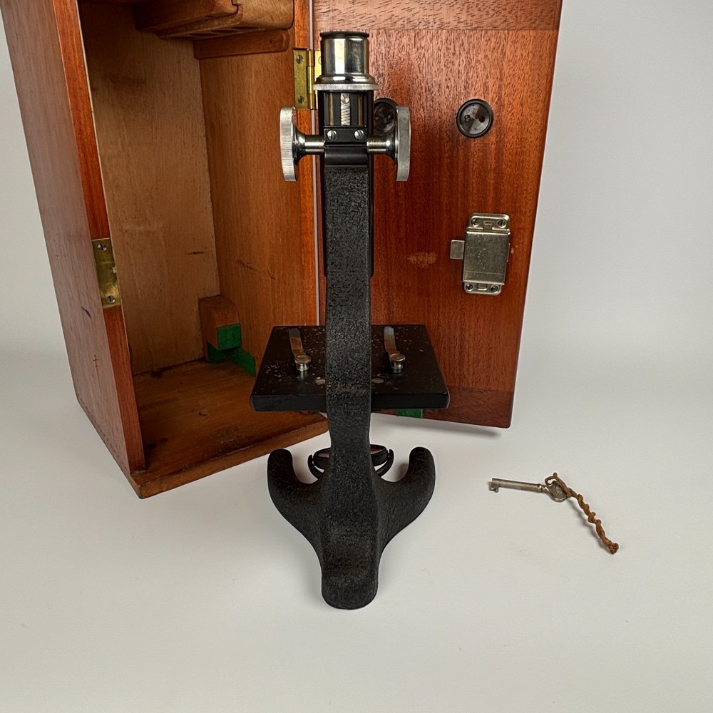 Beck Microscope Model 10 + Objective Lens & Wooden Case Antique