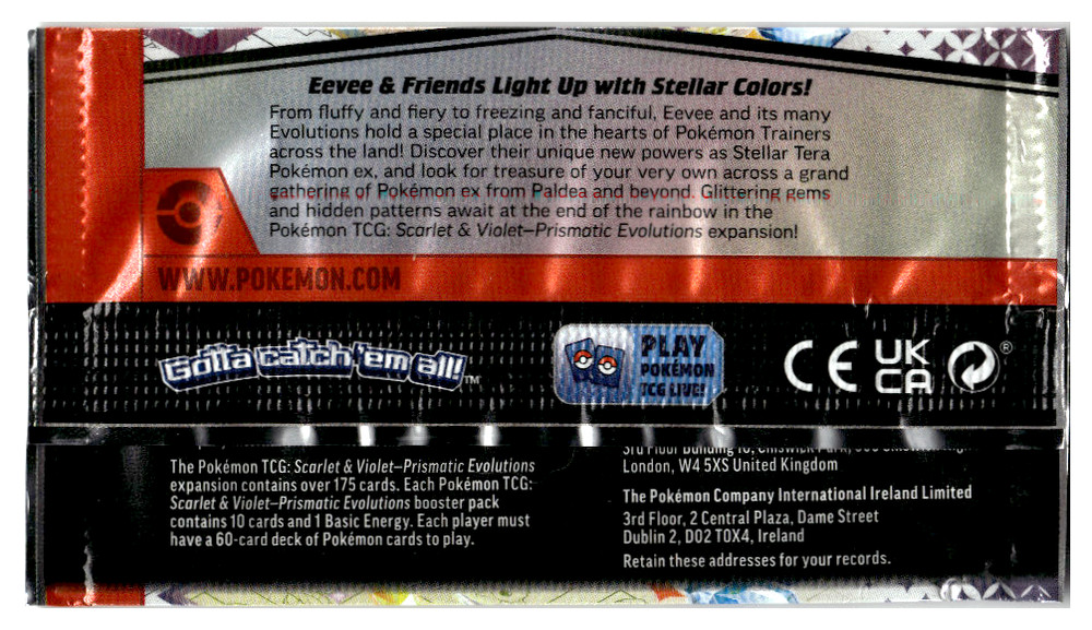 EMPTY Wrapper Pokemon Prismatic Evolution Trading Card EMPTY Art 1