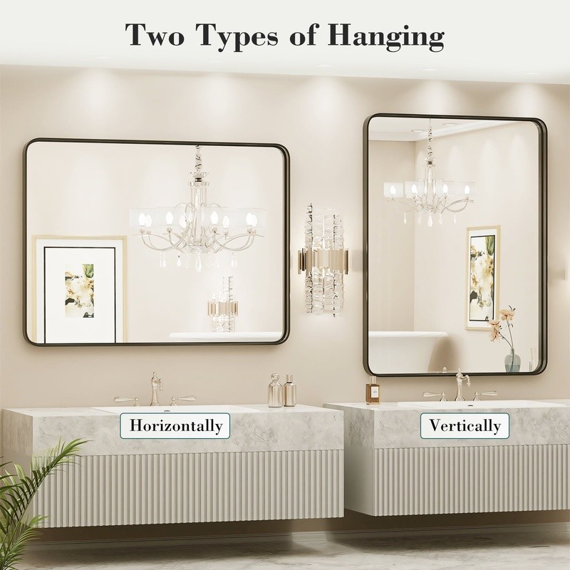 Metal Bathroom Mirror Waterproof Rectangular Easy Mounting Stylish Decor Piece