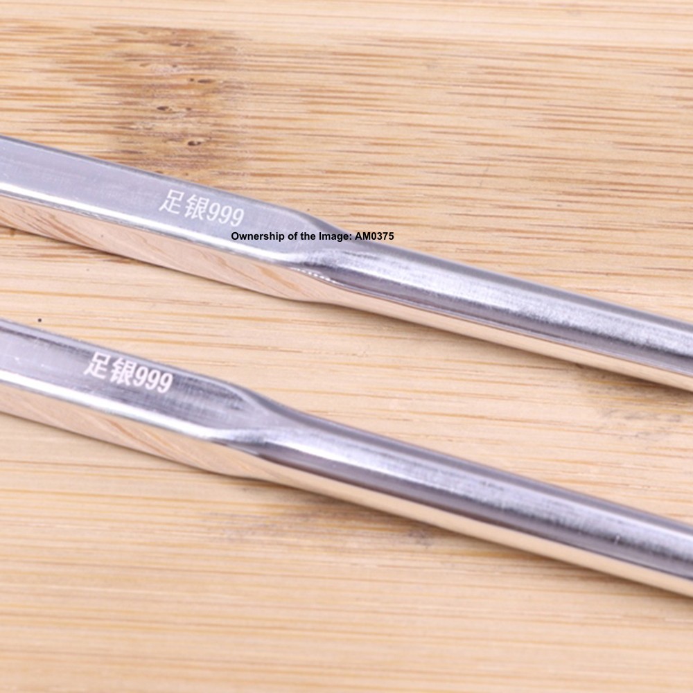 Fine Silver 999 Pure Silver Health Chopsticks Flatware Plain Glossy Handle