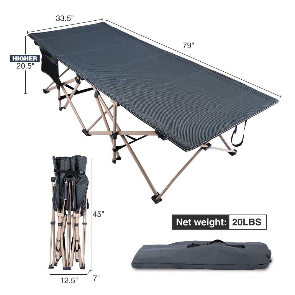 Oversized Camping Cots for Adults 500lbs, 33.5'' Extra Wide Tall Sleeping Cot...