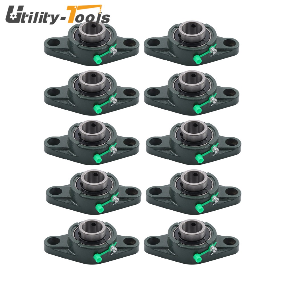10Pcs UCFL205-16 Pillow Block Flange Bearing 1" Bore Size 2 Bolt Solid Base