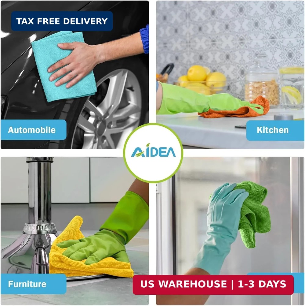 AIDEA Microfiber Cleaning Cloth 100PK, Soft Absorbent Rags, Microfiber Towels fo