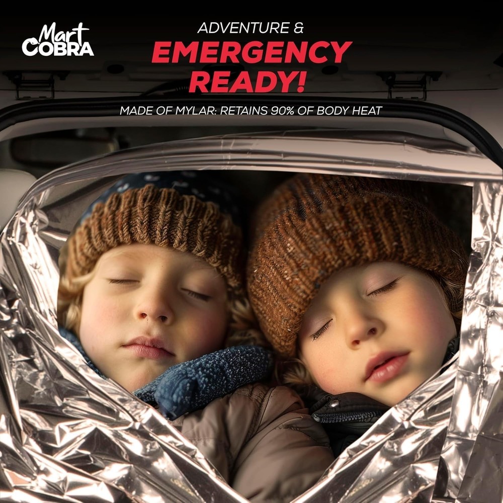 Emergency Blanket 4-Pack Space Mylar Blankets Reusable Thermal Blankets