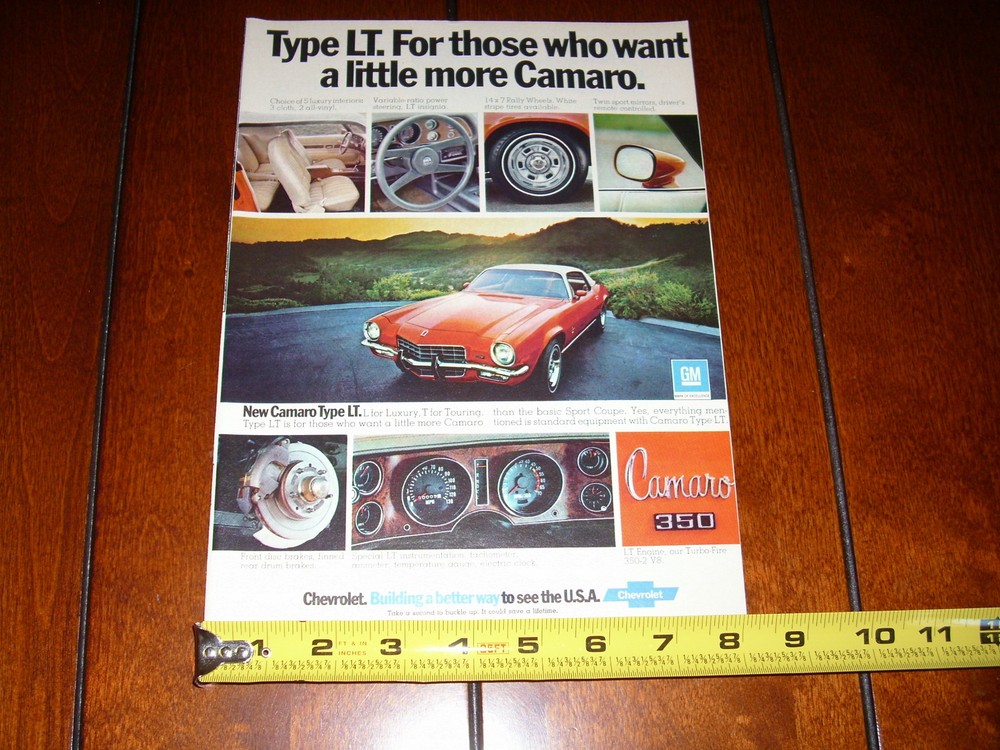 1973 CAMARO TYPE LT  ORIGINAL AD