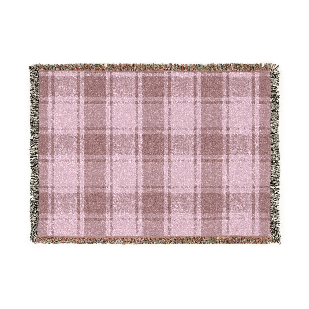 Plaid Pattern Woven Blanket | Pink or Green Check Throw