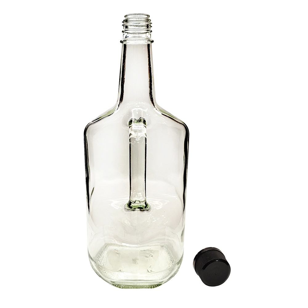Home Brew Ohio 1.75 Liter Classic Handled Flint Liquor Bottle w 33mm Cap
