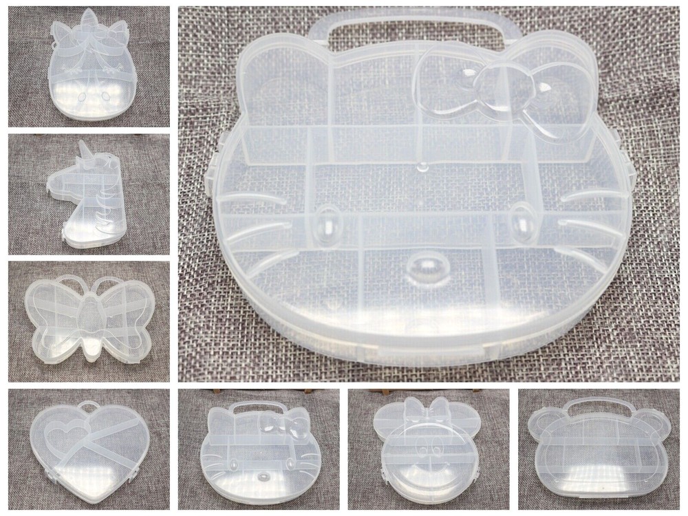 2 Clear Plastic Box Case compartments Bead Display Storage Container Various