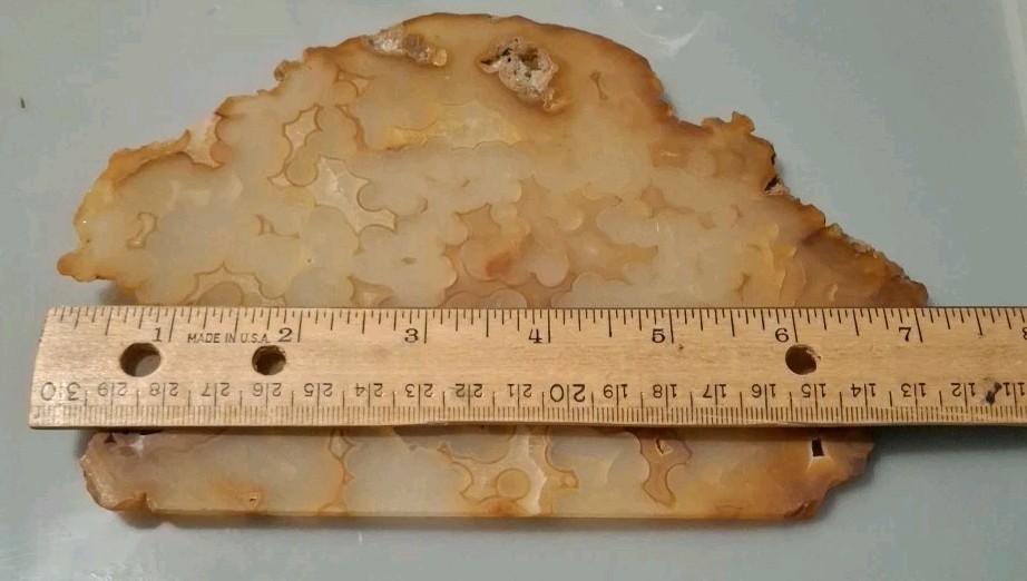 Orange Tinged Plume Agate Slab
