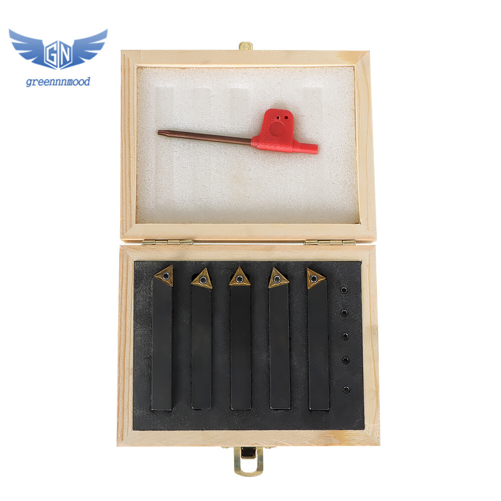 5Pcs 3/8" Carbide Indexable Turning Tool Lathe Tool Bit With Carbide Inserts