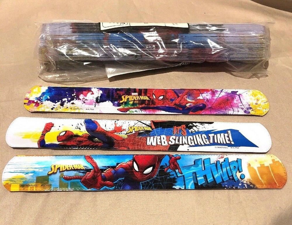 Spider-Man Slap Bracelets 48 Count 3 Designs SmileMakers Marvel NEW