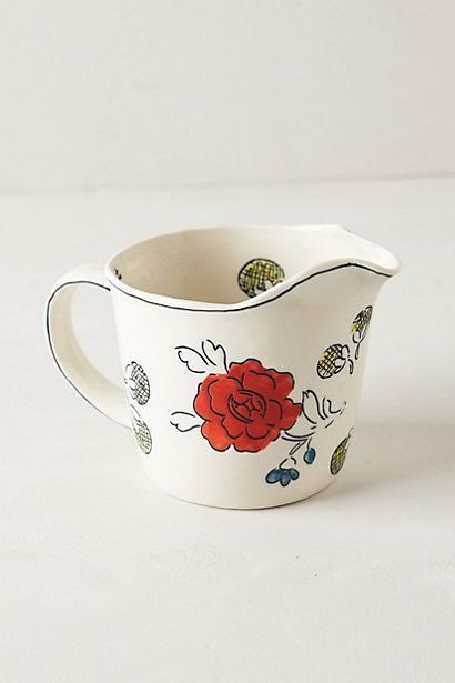 Anthropologie Measuring Cup MOLLY HATCH Pitcher FLOWERPATCH Quart Handle NWT