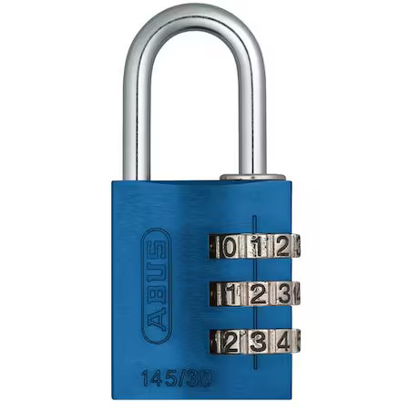 Abus 145/30 Blue Combination Padlock, Side, Black/Silver