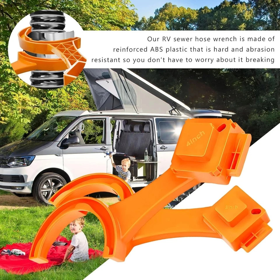 2 PCS RV Sewer Hose Wrench, Multi-Purpose Camper Fitting Orange
