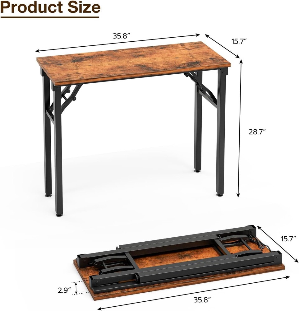 Small Computer Desk Folding Table 35.8" Foldable Office Desk No Assembly