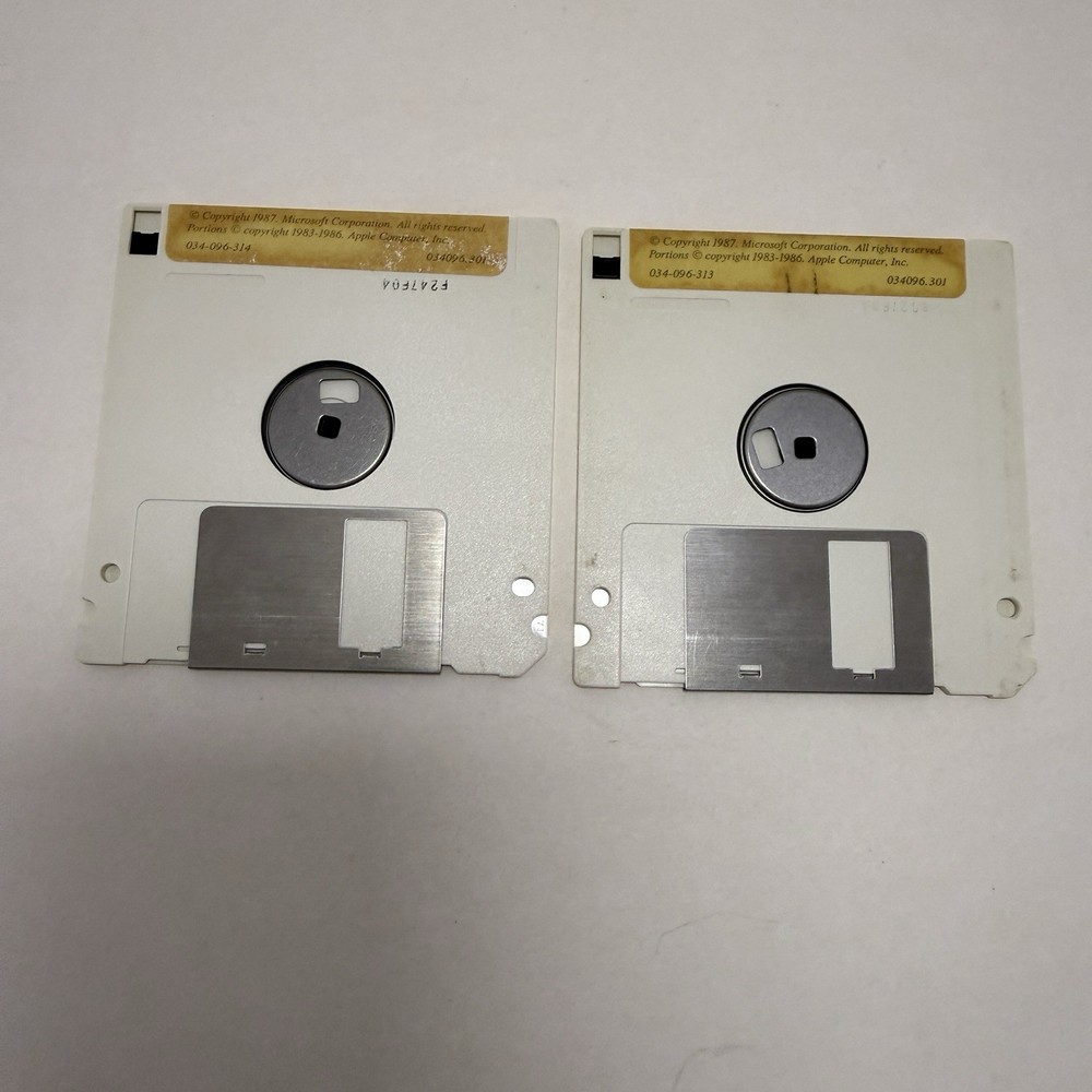 Vintage Microsoft Word 3.0 Apple Macintosh 800K Floppy Disks Program & Utilities
