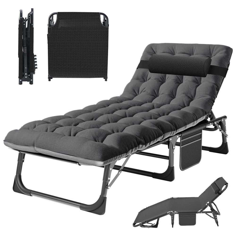 Rollaway Folding Guest Bed Rolling Cot Folding Chaise with Pillow Camping Bed