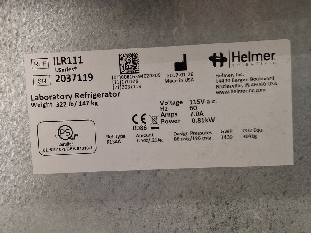 Helmer Inc iLR111 Laboratory Refrigerator