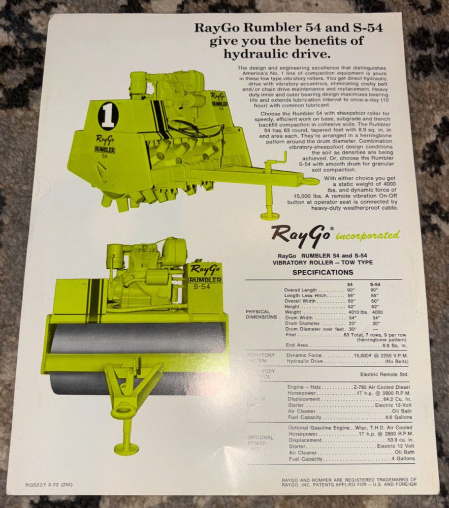 Ray Go 54 S-54 Vibratory Rollers Brochure AMIL25