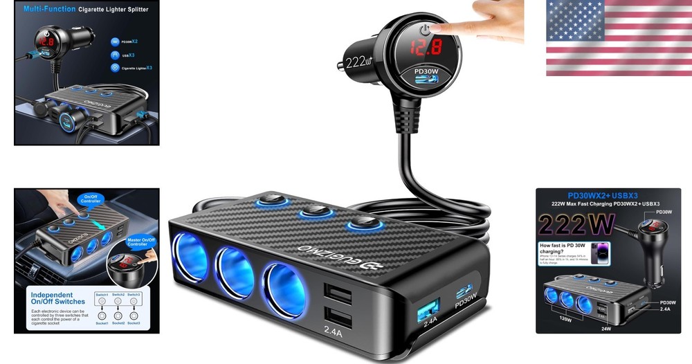 Upgraded 8-in-1 Cigarette Lighter Adapter