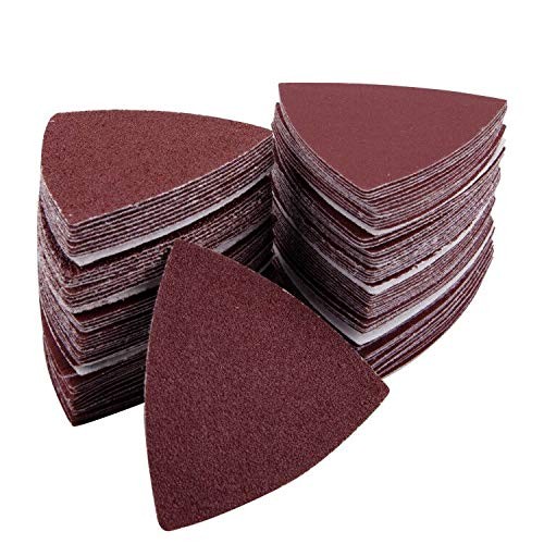 120 Pieces Triangular Sandpaper, Triangle Sanding Sheets Fit 31/8 Inch Oscill...