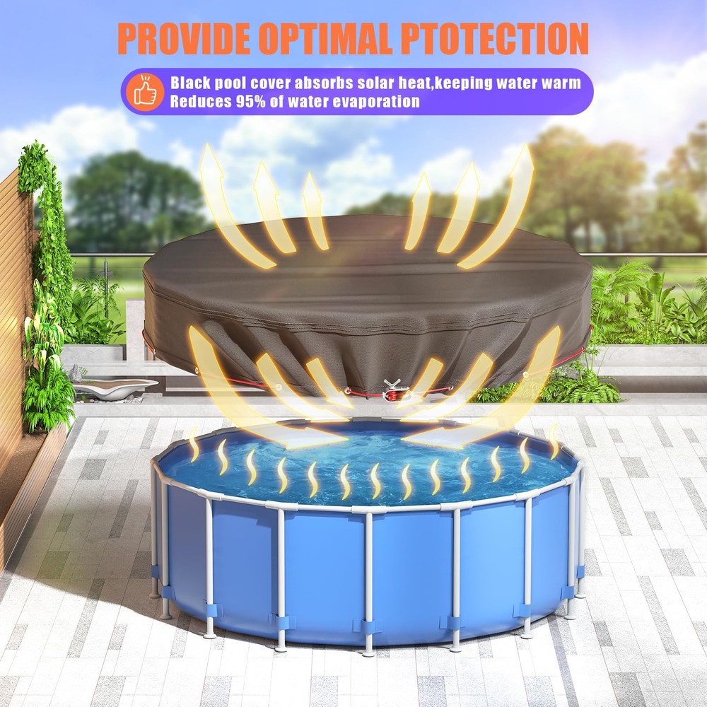 Round Pool Cover - Covers for Above Ground Pools, Pool Cover Protector, Incre...