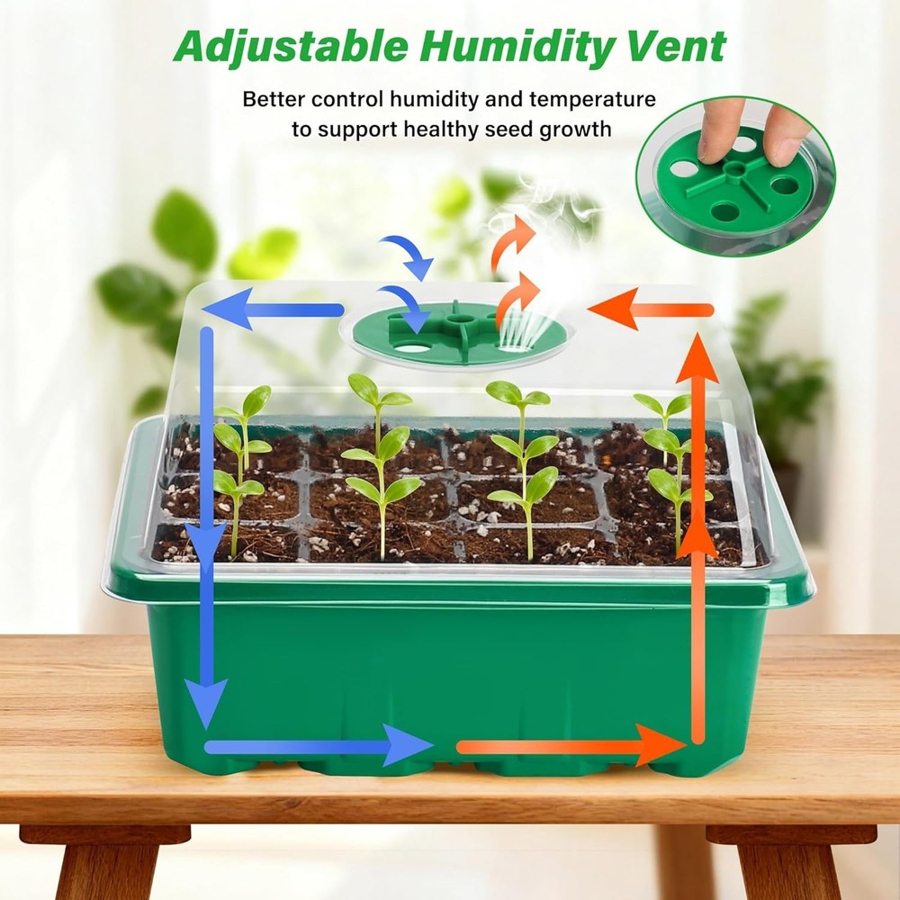 5-Pack Seed Starter Trays, Seed Starter Kit with Adjustable Humidity Dome and...