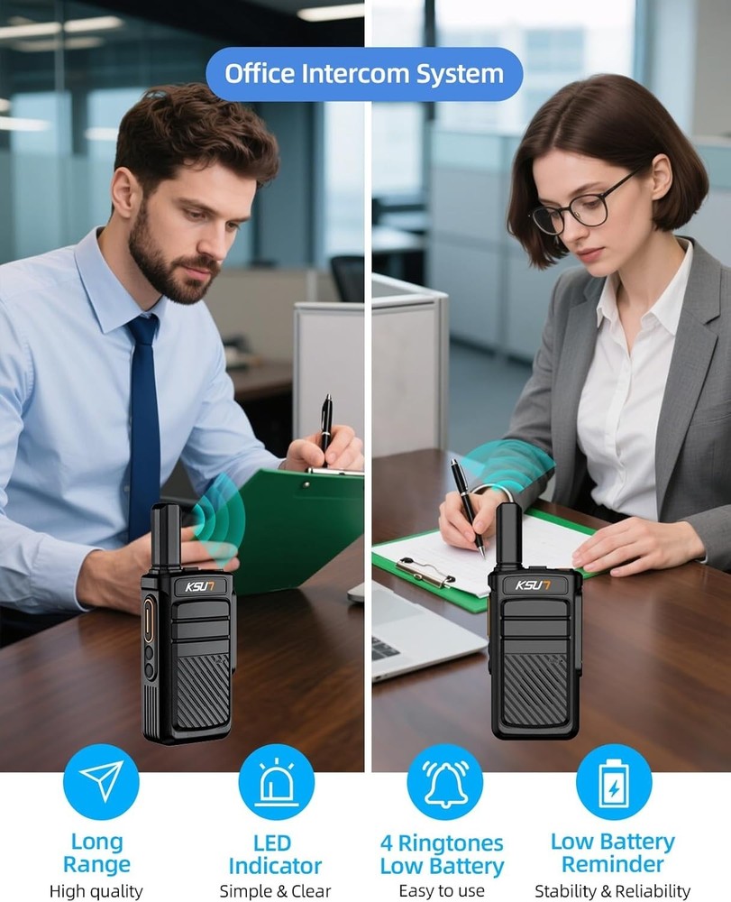 Wireless Intercom System Home Walkie Talkie Long Range Rechargeable Battery