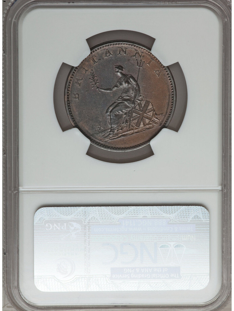 1806 NGC MS62BN 1/2P SOHO Great Britain - 3 Berries Reverse