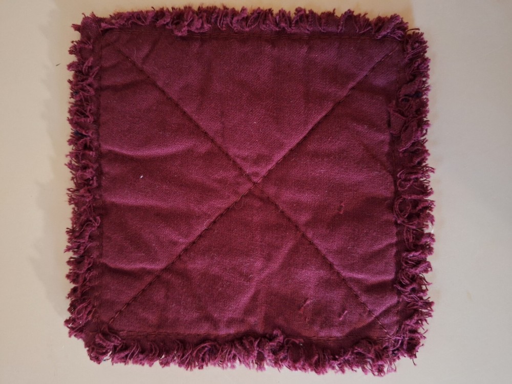 Handmade Fabric Coaster 4/set Primitive Rag Style Large Star Red