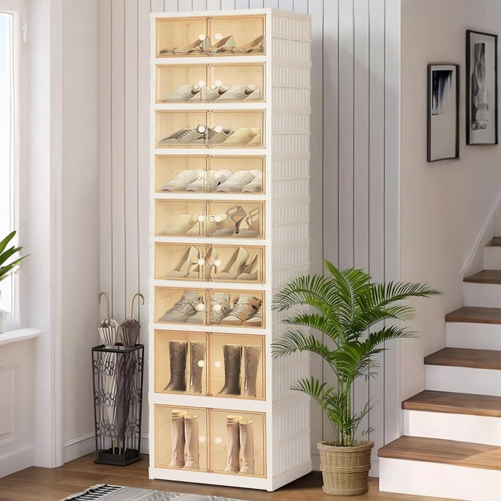 Foldable Shoe Organizer Storage Box, Portable Extra Large Folding Shoe Rack