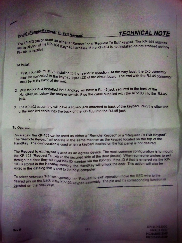 **NEW** KP-103 REMOTE - REQUEST TO EXIT KEYPAD WITH 12 FT. CONNECTING CABLE
