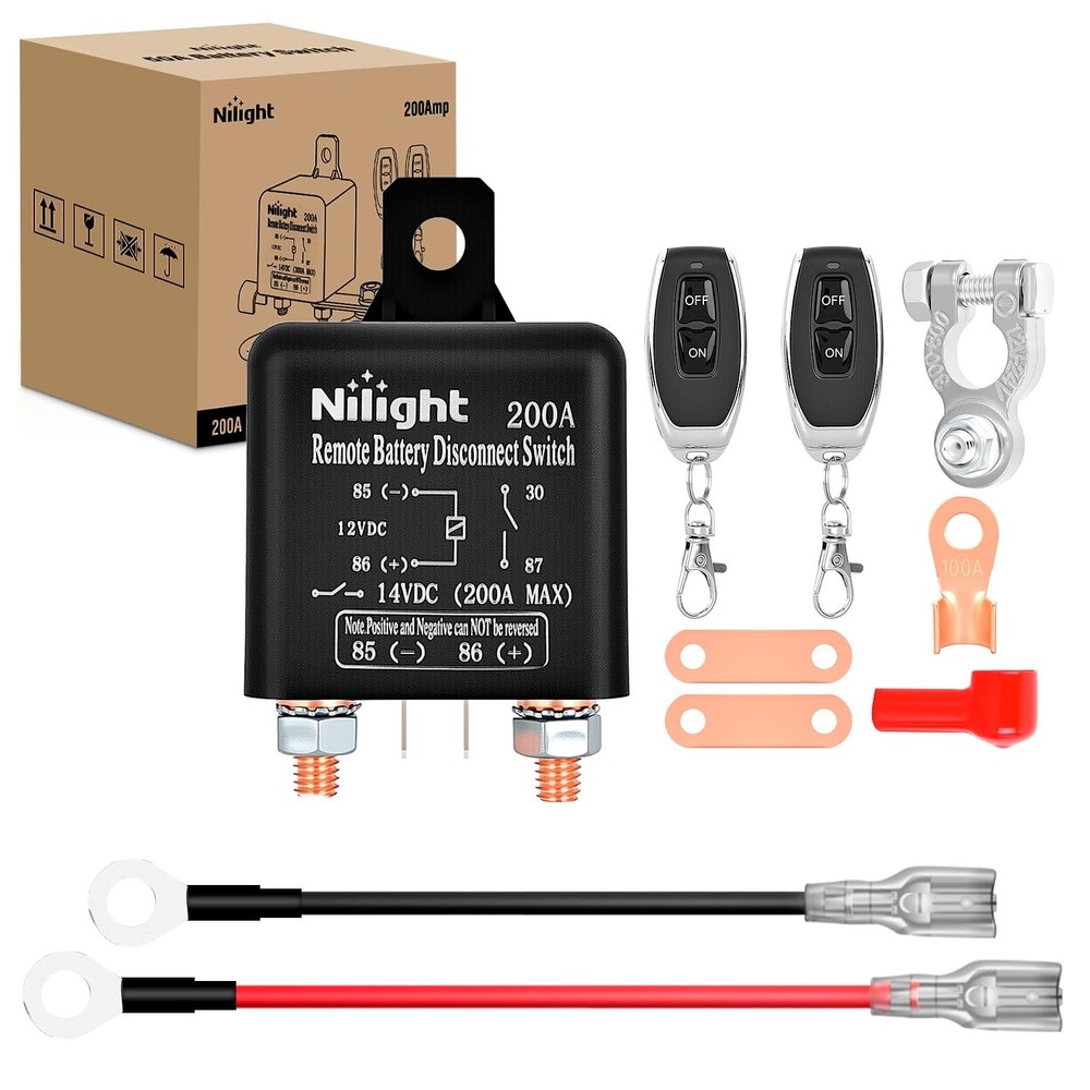 Nilight Remote Battery Disconnect Switch 12V 200A Car Control