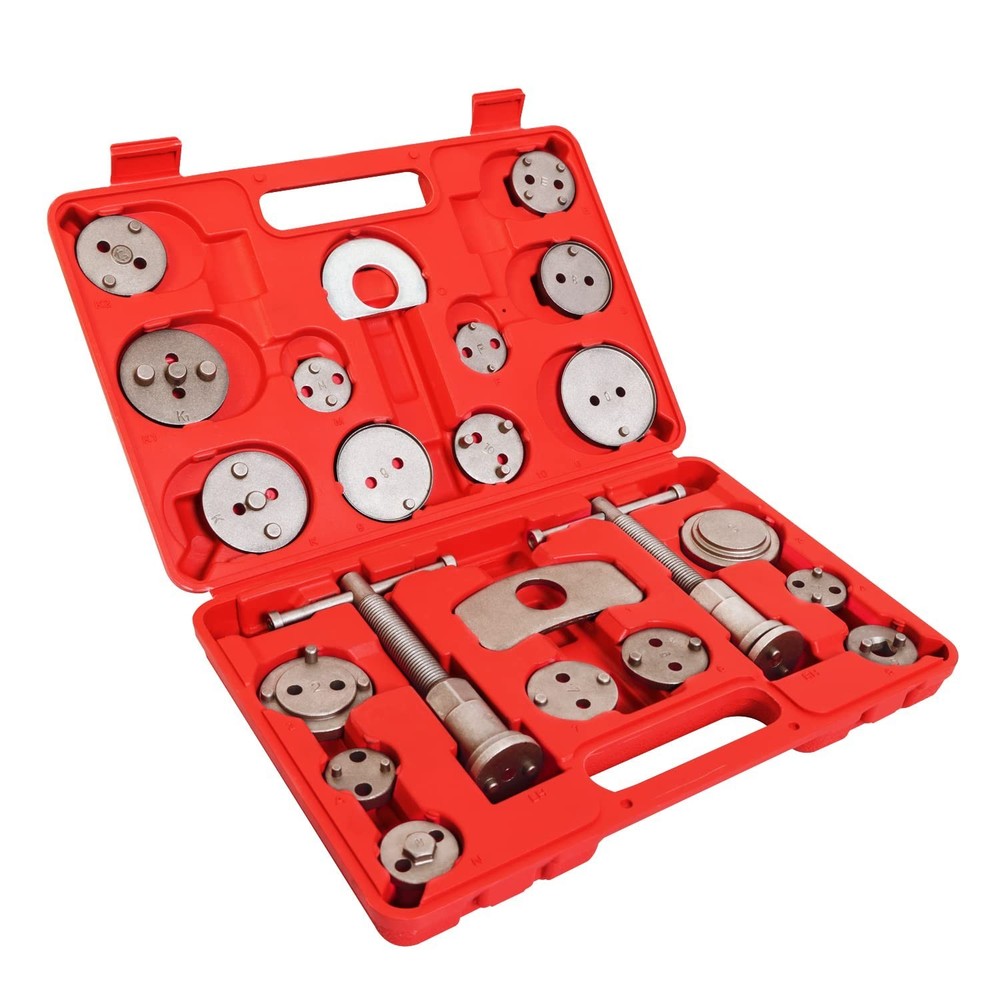 Heavy Duty Brake Caliper Compression Tool Kit - 23pcs Piston Reset Set with Case