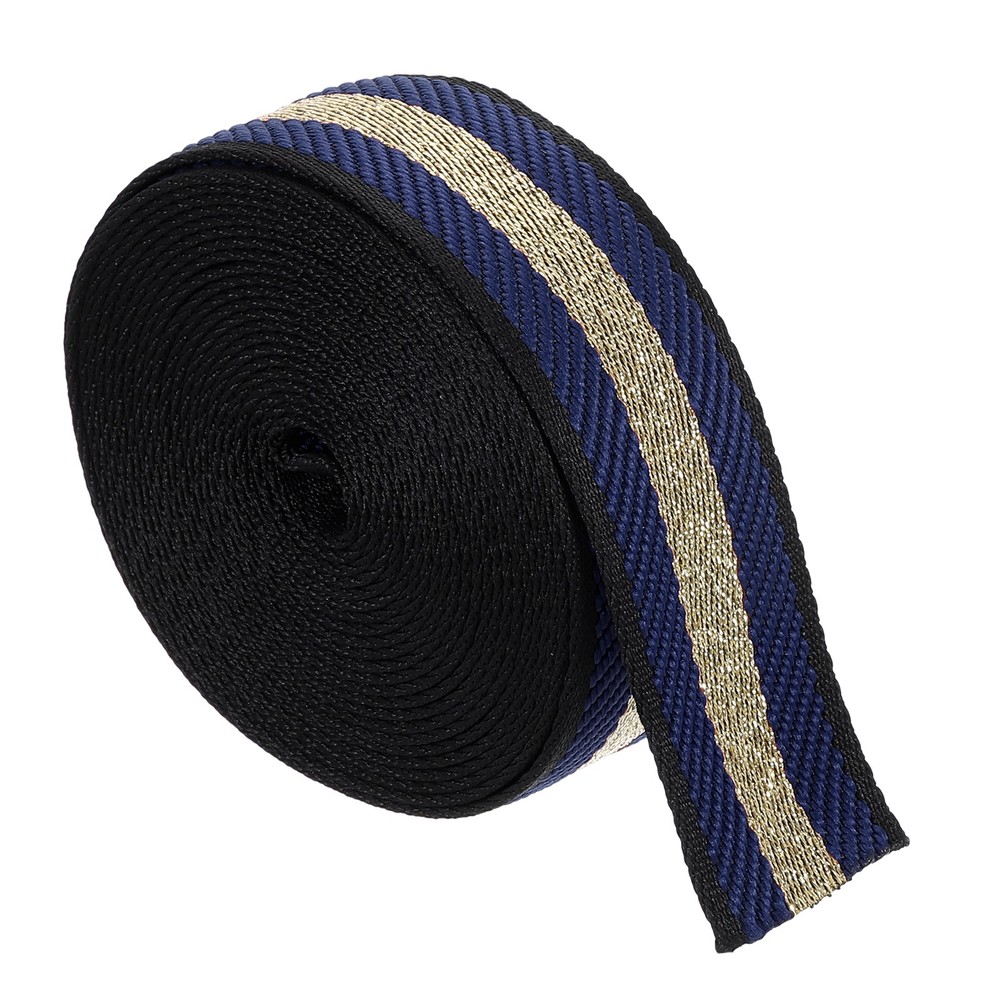 5Yards Nylon Webbing Strap, 38mm Striped Webbing Bag Strap, Dark Blue