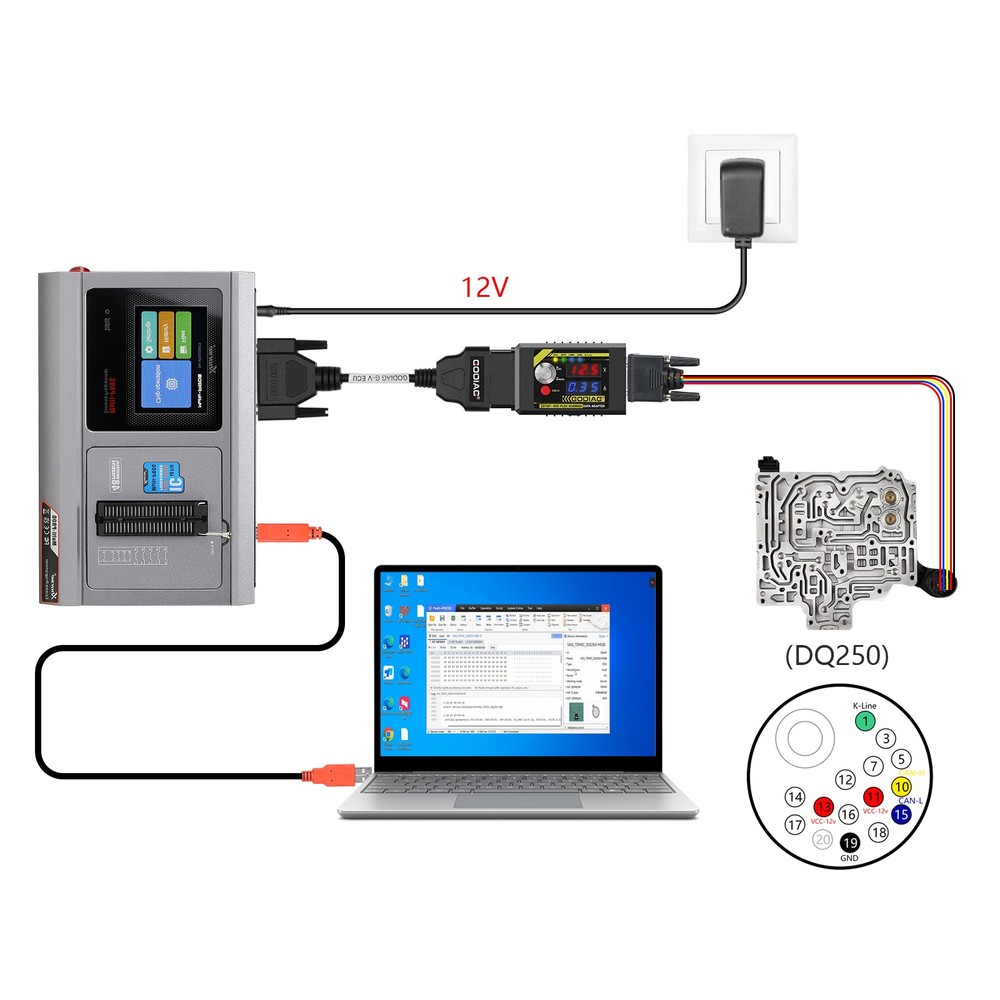 GODIAG G-V E-C-U Cable for Connecting MULTI PROG with GT107 Read & Write Data