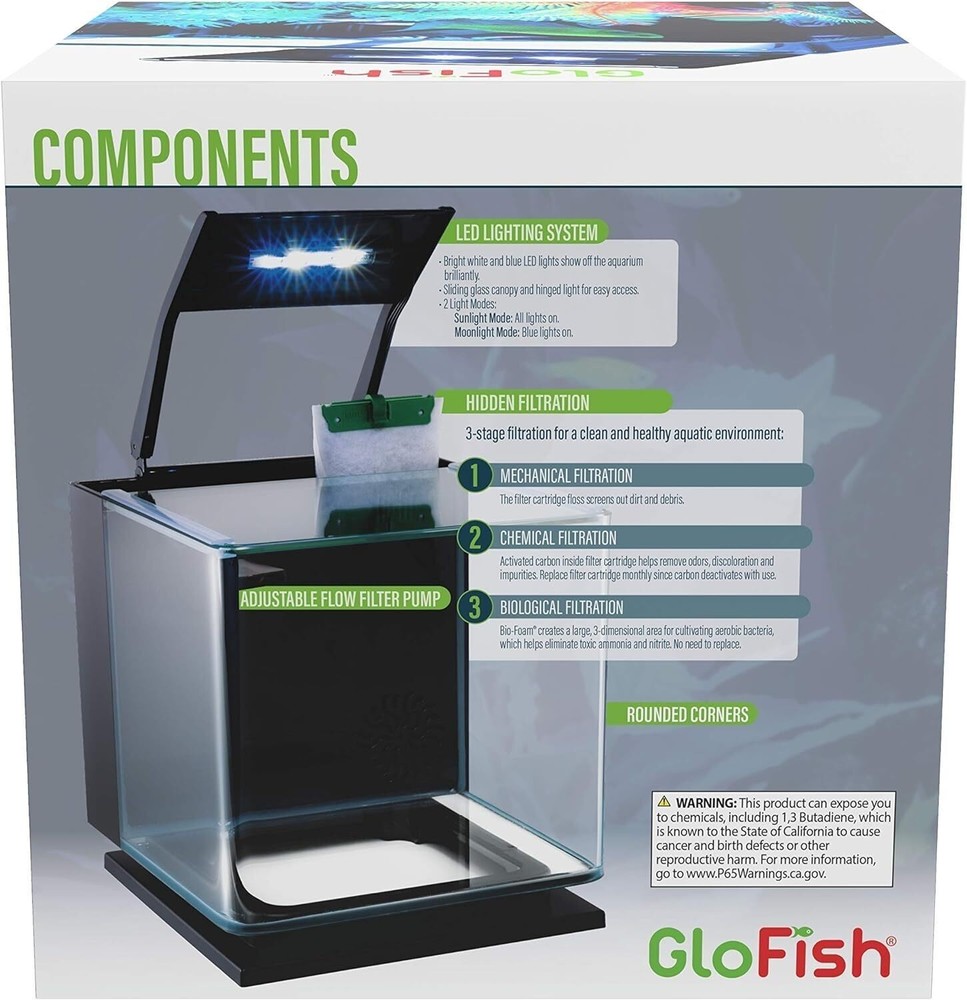 3 Gallons Betta Shadowbox Aquarium Kit w/ LED Lighting System Tabletop Display