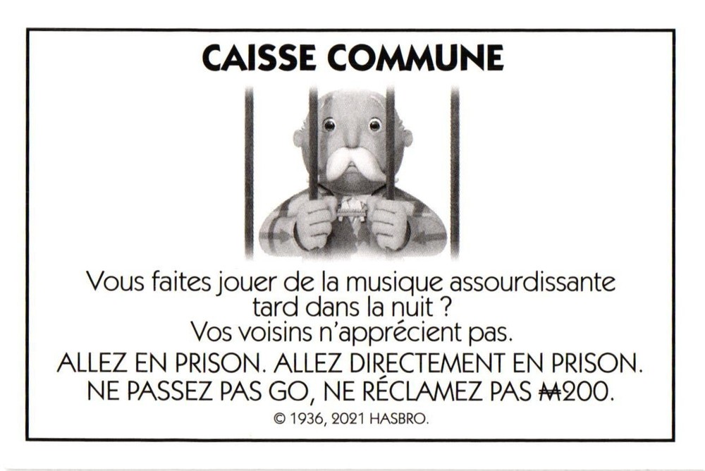 Carte Monopoly Caisse Commune
