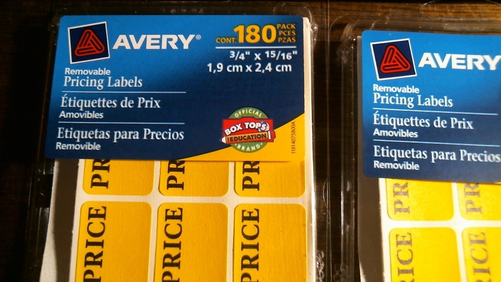 6 Packs Avery Removable Pricing Labels Yellow Rectangular 1080 PCS ITEM 40758.