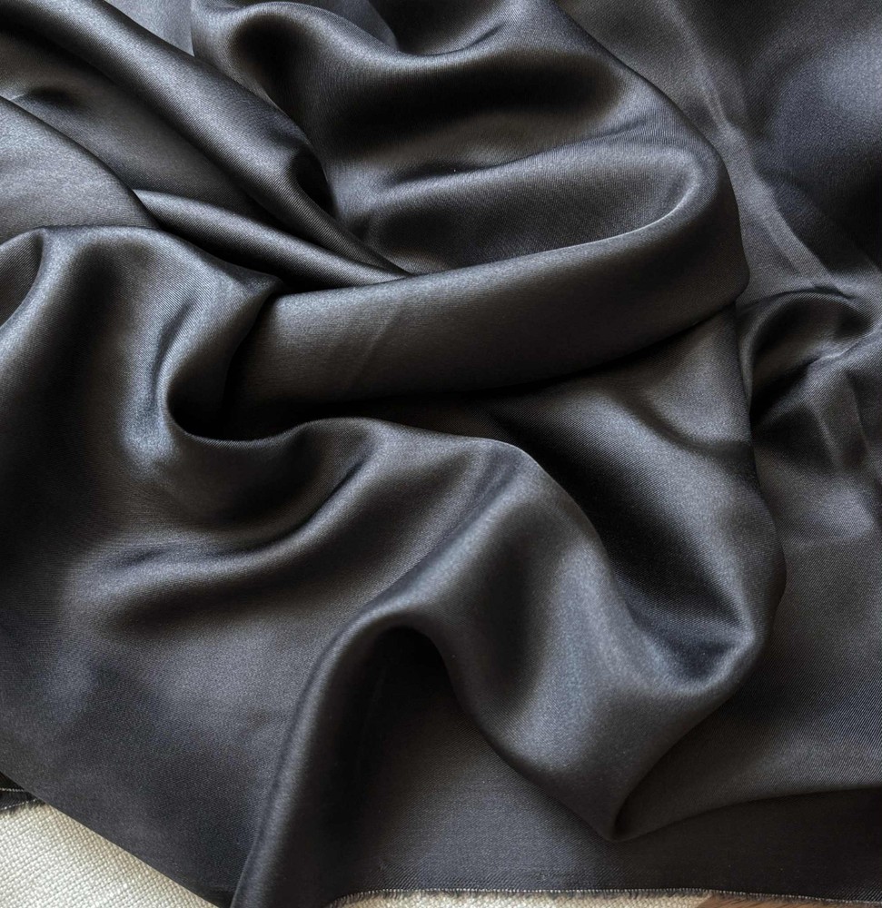 Charcoal Gray 100% Silk Twill Fabric 12mm weight