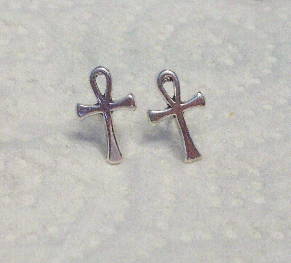 Sterling Silver TINY 12x8mm Ankh Studs Posts Stud Earrings!