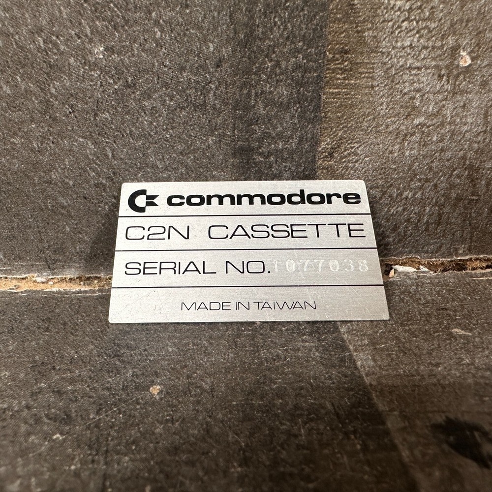 Commodore C2N Datasette Cassette -Serial # Plate Only