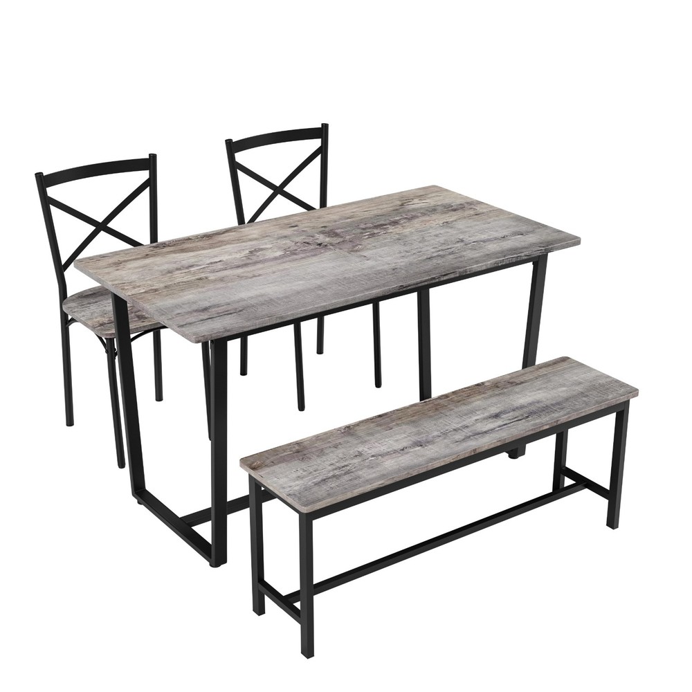 Industrial 4-Pc Table Chair Set Solid Backrest Durable Style