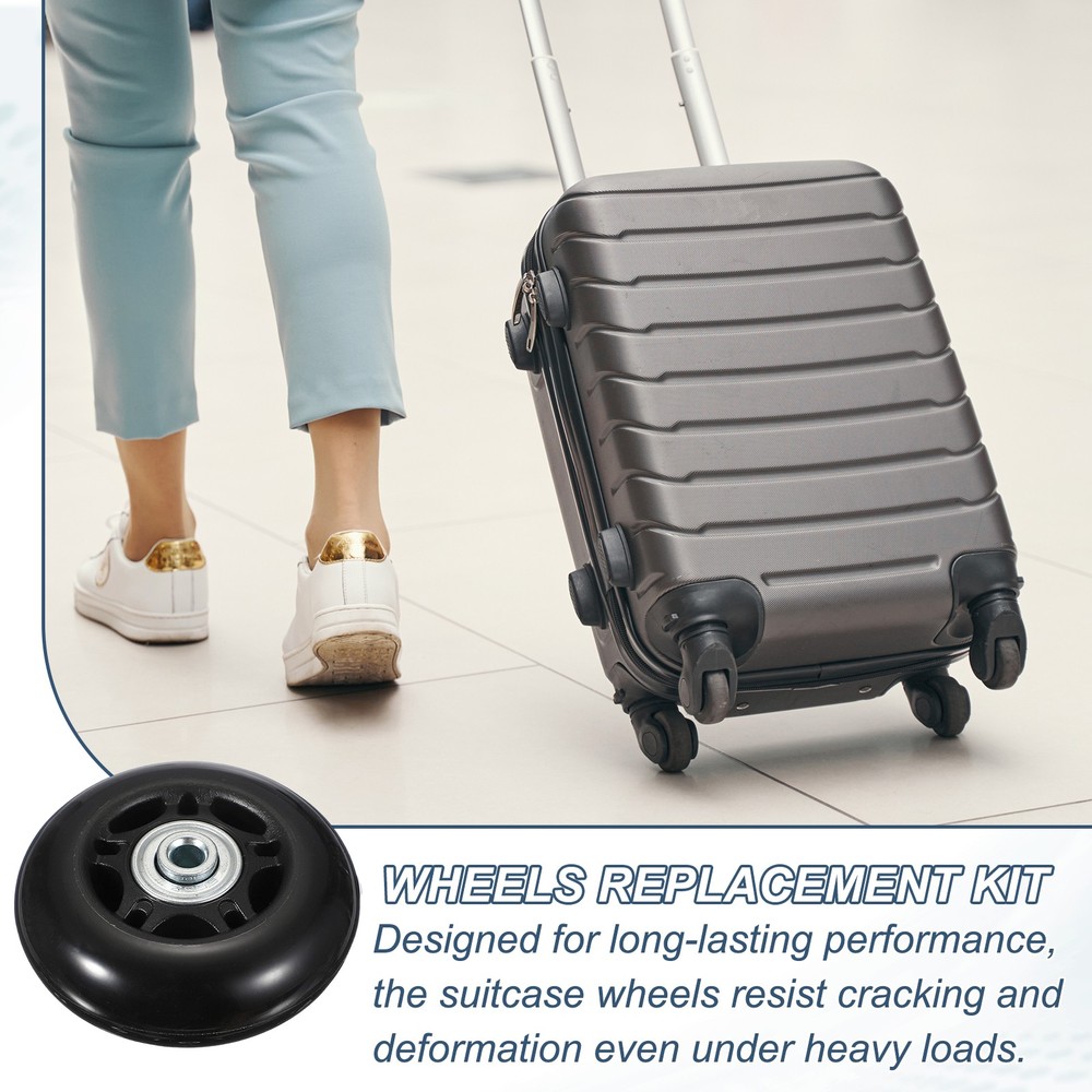 Replacement Luggage Wheels, 68x24mm & 1 Set & Rubber & Black