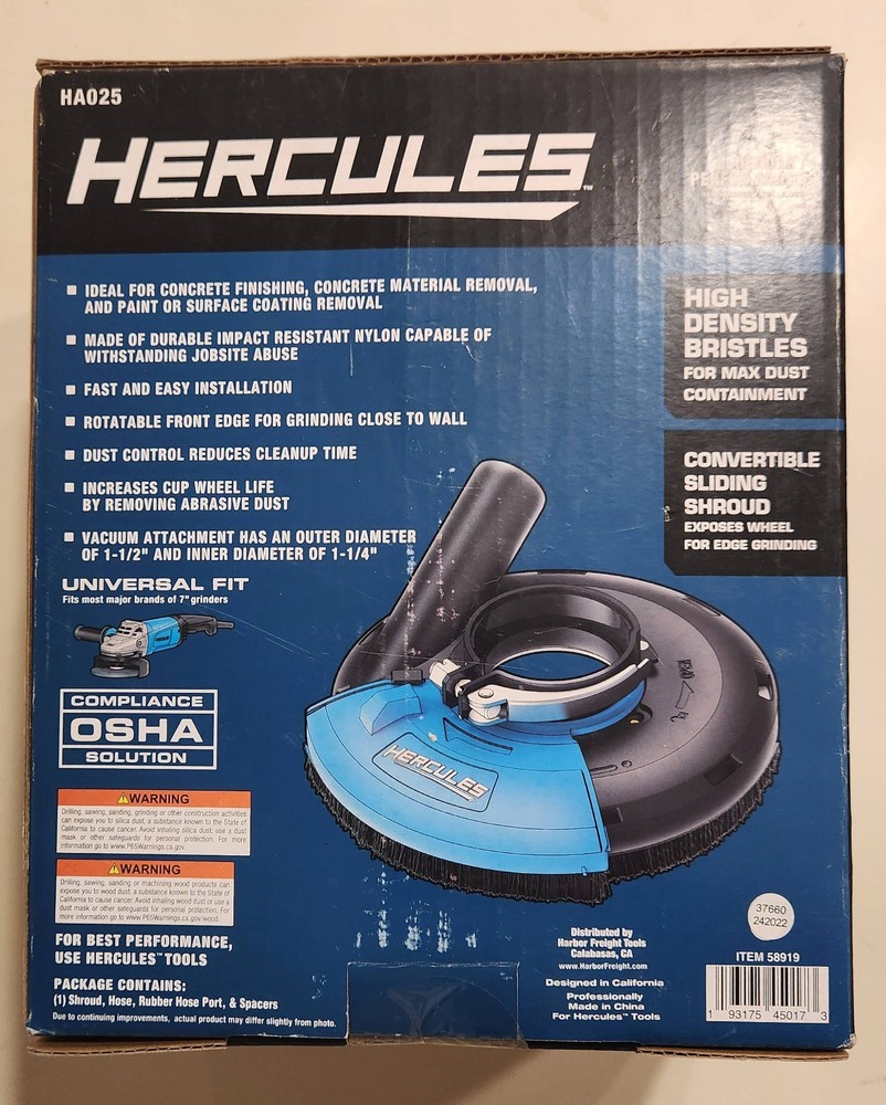 HERCULES 7 in. Concrete Surface Grinding Dust Shroud - (New)