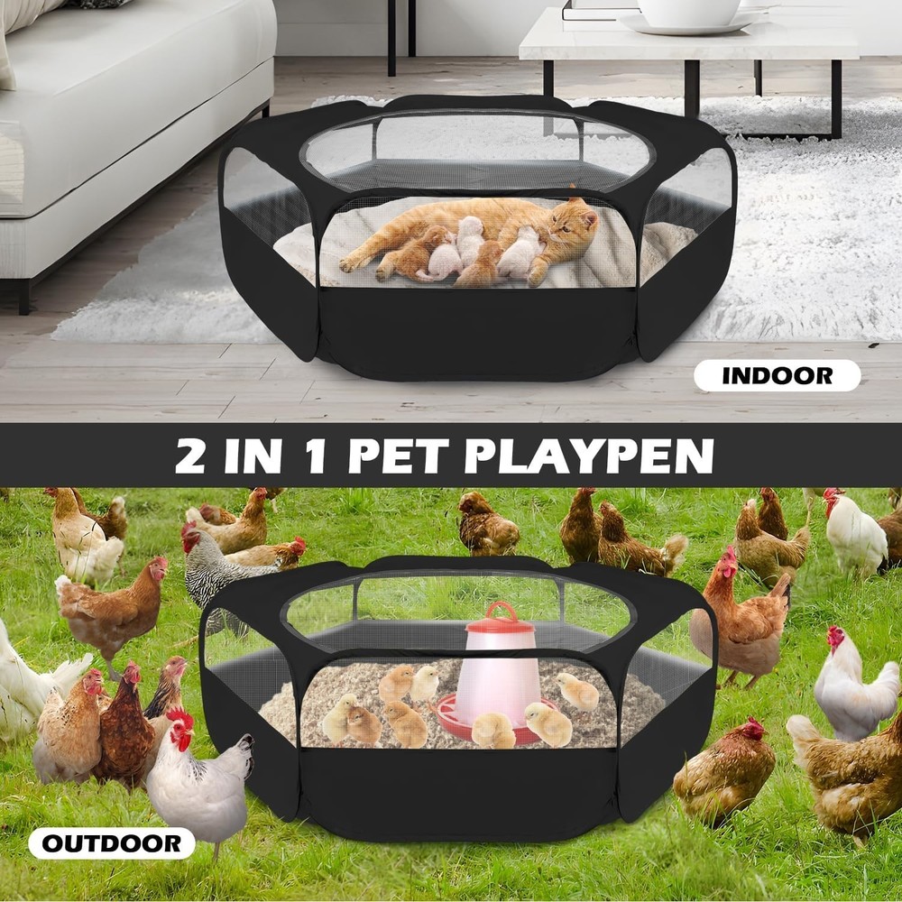 Chicken Brooder Box with Cover Top, Portable Outdoor Exercise Pet Cage Tent, ...