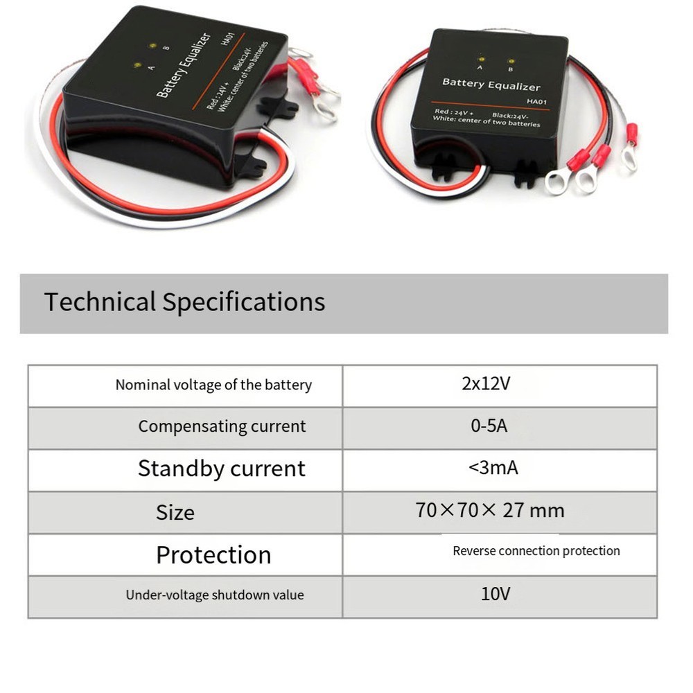 2x12 Volt Battery Balancer Active Cell Equalizer for Voltage Regulation