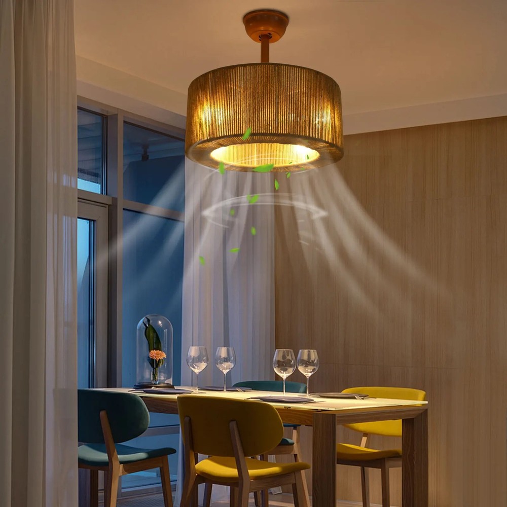 Caged HEMP Modern Ceiling Fan with LED Light & Remote Control Quite