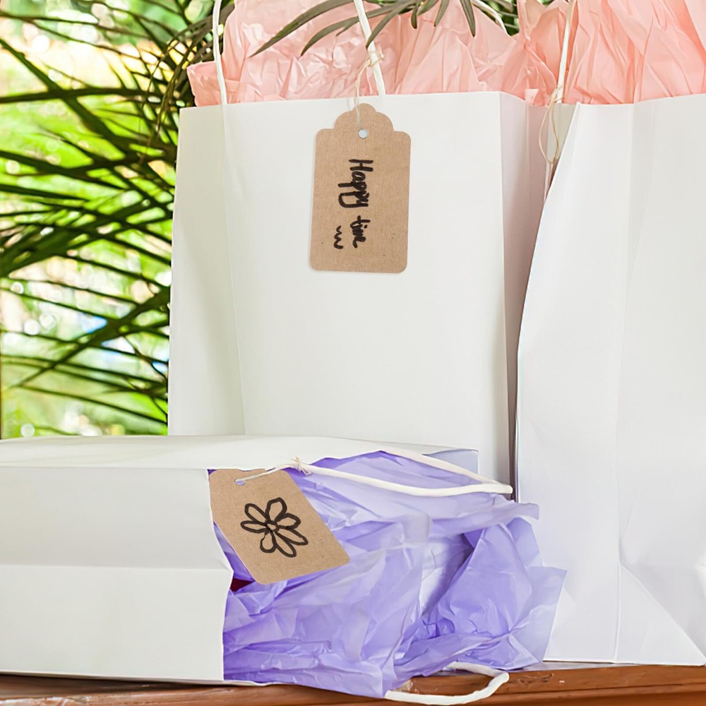 150PCS Kraft Paper Gift Tags with Strings，Brown Blank Tags Hanging Labels
