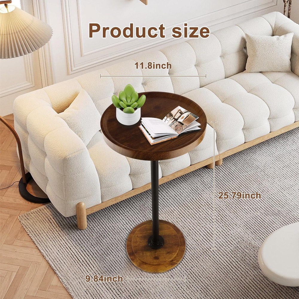 Home Dector Sofa Side Table, Small Drink Table for Small Spaces, Coffee End T...